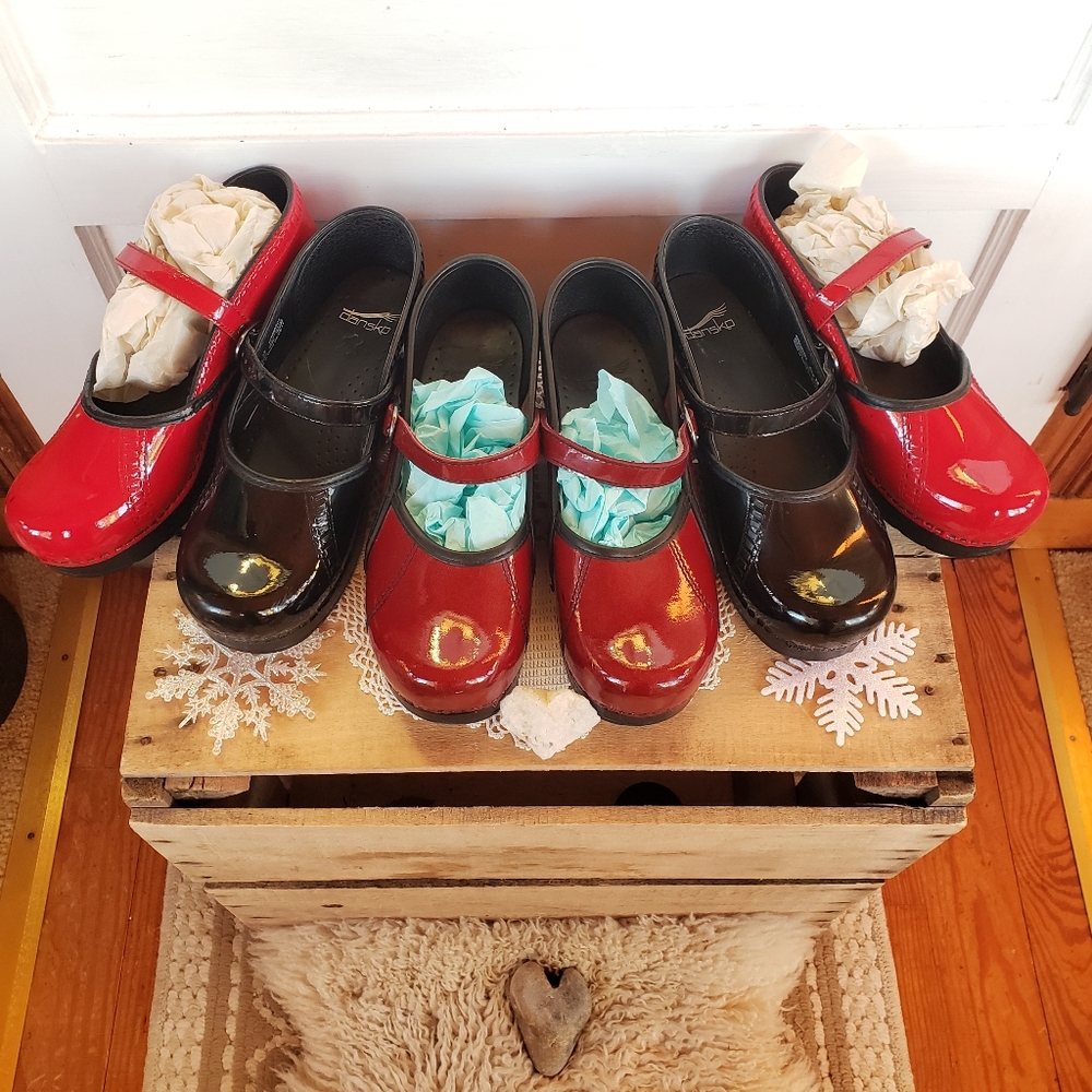 Dansko Pro Patent Leather Mary Jane Marcelle Marah Red Black 7.5-8